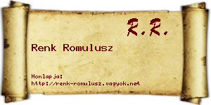 Renk Romulusz névjegykártya